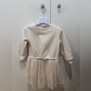 Zara Girls' Cream sweatshirt & Tulle Dress